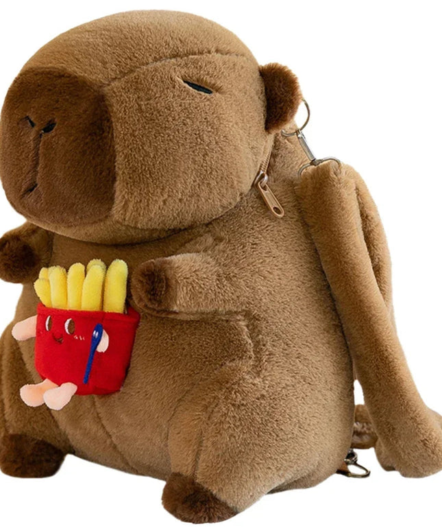 Cute Capybara Plush Backpack Funny Cartoon Capybara Shoulder Bag Student Fur Bag Plush Capybara School Bag for Kids