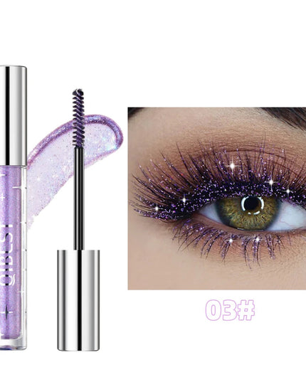 QIBEST 3 Colors Diamond Glitter Mascara Long Lasting Makeup 3D Volume Eyelashes Curling Shimmer Mascara Eye Lash Female Cosmetic
