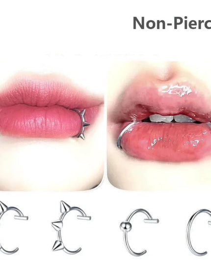 1Pc Stainless Steel Fake Nose Ring Hoop Septum Rings C Clip Lip Ring Earring Fake Nose Piercing Women Body Jewelry Non-Pierced