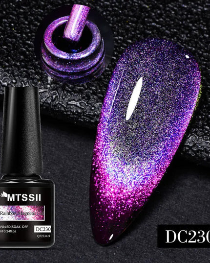 Mtssii 7ml 9D Neon Rainbow Glass Cat Magnetic Gel Nail Polish Double Light Sparkling Glitter Soak Off Varnis Semi Permanent Nail