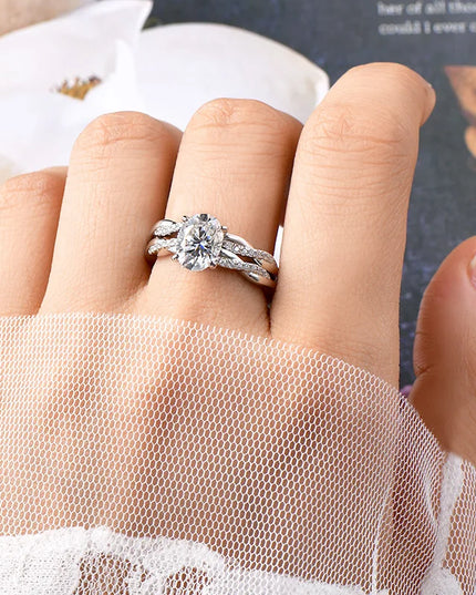 OXTAO 7x9mm 2.0 Carat  Oval Cut Moissanite Engagement Ring Set 925 Sterling Sliver Wedding Promise Bands Jewelry for Women