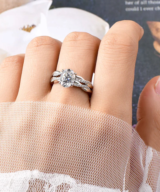 OXTAO 7x9mm 2.0 Carat  Oval Cut Moissanite Engagement Ring Set 925 Sterling Sliver Wedding Promise Bands Jewelry for Women