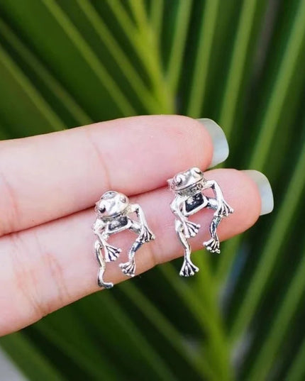 Vintage Silber Frosch Ohrringe für Frauen 2021 trendige klassische ethnische Stil Temperament alte Ohrringe Halskette