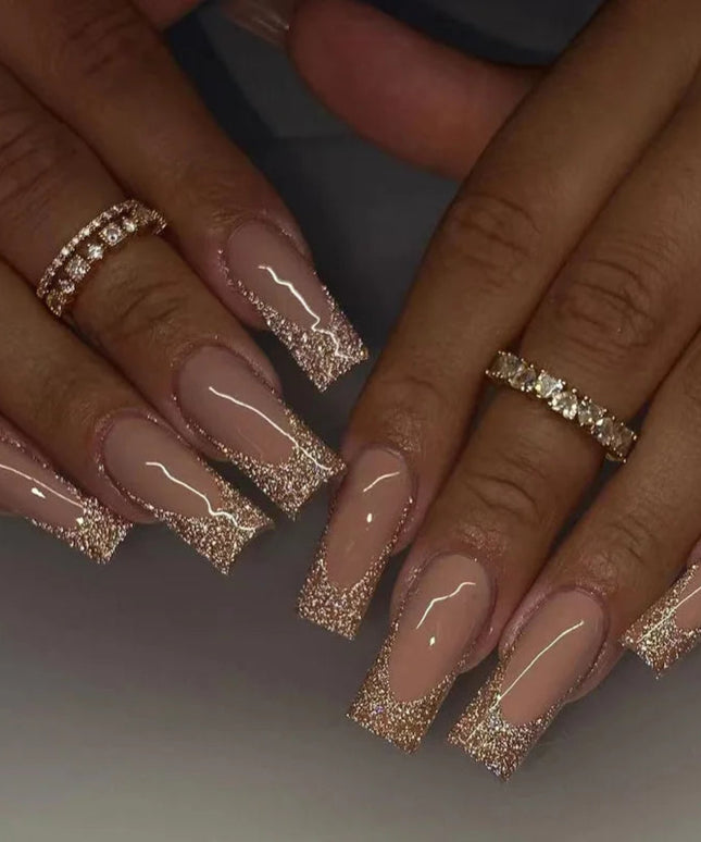 Fashion Colorful Butterfly False Nail Tips With Designs French Coffin Manicure Middle Long Ballerina Fake Nails Set Press on Nai