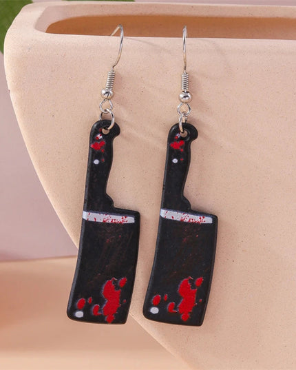 Punk Halloween Bloody Knife Drop Earrings Dagger Scissors Saw Dangle Hooks Earrings for Women Girls Night Party Jewelry Gifts