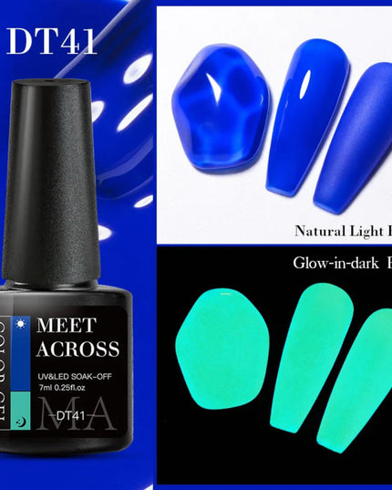MEET ACROSS 7ml Fluorescent Neon Gel Nail Polish Sparky Semi Permanent Soak Off Nail Art UV LED Gel Varnish For Manicure