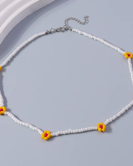 Aihua Bohemia Colorful Flower Seed Beads Necklace For Women Kids Friendship Necklace Summer Beach Party Jewelry Gifts