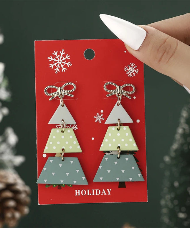 Christmas Drop Earrings For Women Shiny Rhinestone Santa Claus Xmas Tree Snowman Elk Snowflake Long Tassel Dangle Earring Gifts