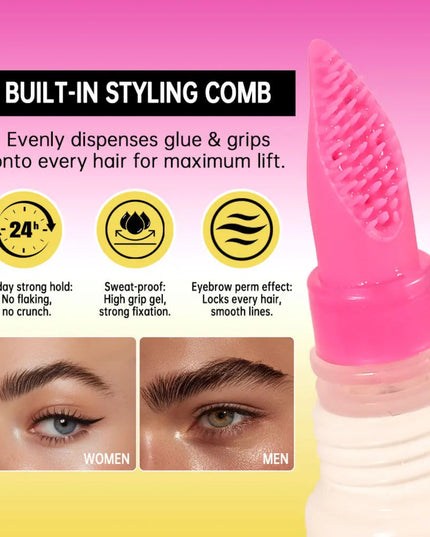 Brow Lamination Gel With Comb Super Lift Brow Glue Long Lasting Strong Hold Clear Gel For Defined Eyebrow Makeup