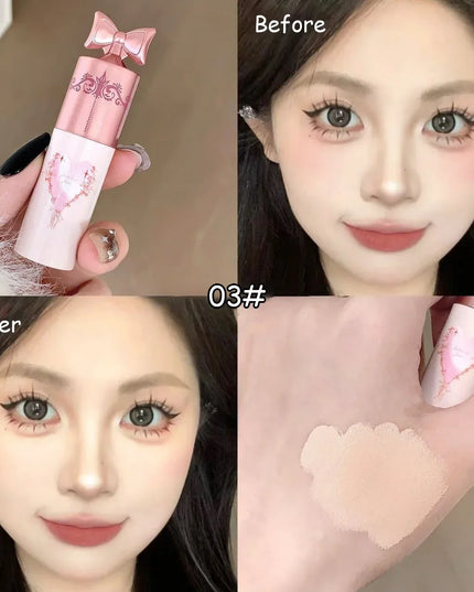 White Pink Liquid Brightening Concealer Matte Face Highlight Stick Cover Acne Spot Dark Circles Moisturizing Concealer Makeup