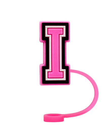10mm Pink Letter Straw Cover Caps 1PCS Accessories For Cups,Soft Silicone Alphabet Straw Topper Drinkware,Dustproof Straw Caps