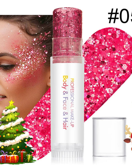 Body and facial glitter with long-lasting shine, suitable for holiday and Christmas party makeup