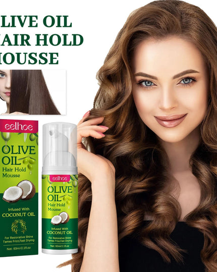 Olive Oil Hair Hold Mousse Anti Frizz Lasting Nourishing Natural Hair Wave Curl Fluffy Hairspray Hair Hold Spray for Hairstyle
