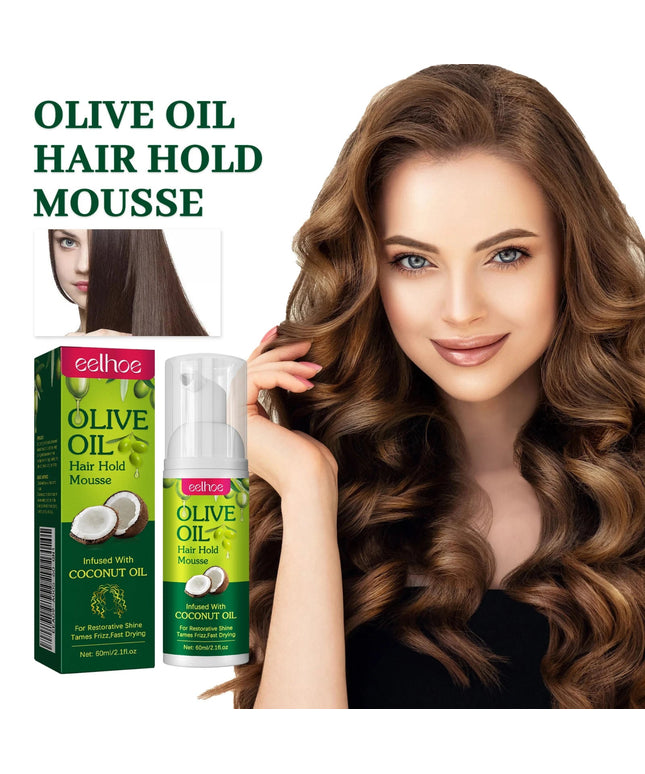 Olive Oil Hair Hold Mousse Anti Frizz Lasting Nourishing Natural Hair Wave Curl Fluffy Hairspray Hair Hold Spray for Hairstyle