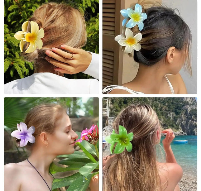 New Hawaiian Gradient Hair Clips Women Flower Hair Claws Shark Hairpins Vacation Beach Style Hairpins Hair Accessories