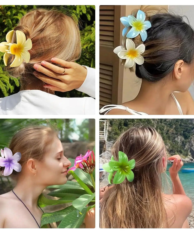 New Hawaiian Gradient Hair Clips Women Flower Hair Claws Shark Hairpins Vacation Beach Style Hairpins Hair Accessories