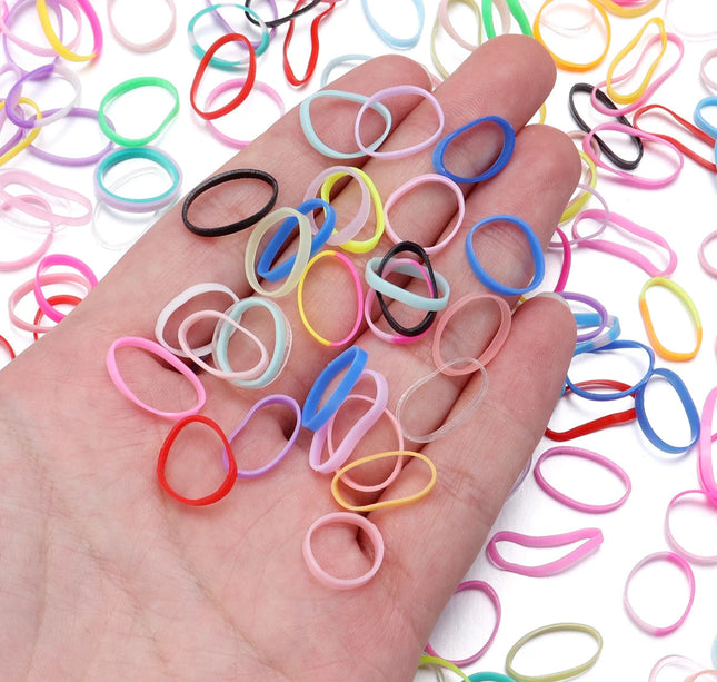 500Pcs Colorful Small Disposable Hair Bands Scrunchie Girls Elastic Rubber Band Ponytail Holder Hair Accessories Hair Ties