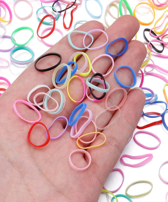 500Pcs Colorful Small Disposable Hair Bands Scrunchie Girls Elastic Rubber Band Ponytail Holder Hair Accessories Hair Ties