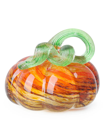 Color Crystal Pumpkin Figurine Collectible Hand Blown Glass Pumpkin Ornament Fall & Harvest Thanksgiving Halloween Gift