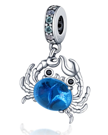 Hot Sale Charms 925 Sterling Silver Blue Crab Charms Beads Fit 3mm Original Bracelet Necklace Women DIY Fine Jewelry Gift Making