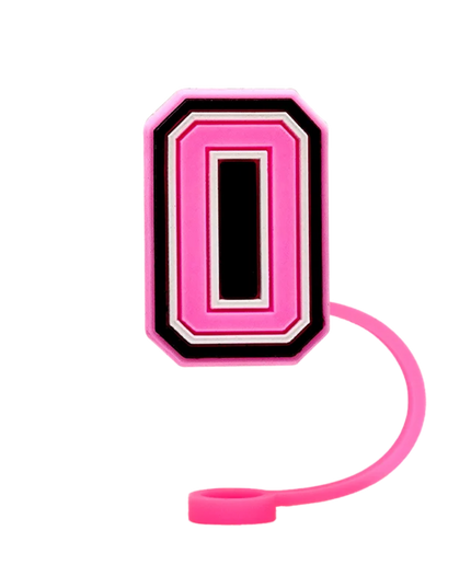 10mm Pink Letter Straw Cover Caps 1PCS Accessories For Cups,Soft Silicone Alphabet Straw Topper Drinkware,Dustproof Straw Caps