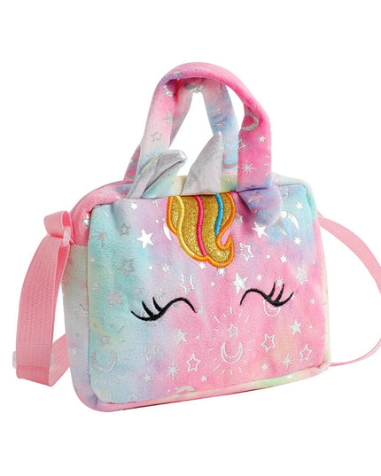 Plush Unicorn Single Shoulder Crossbody Bag for Children's Coin Purse Girl Travel Handbag Cute Student Gift Storage Pencil Bags