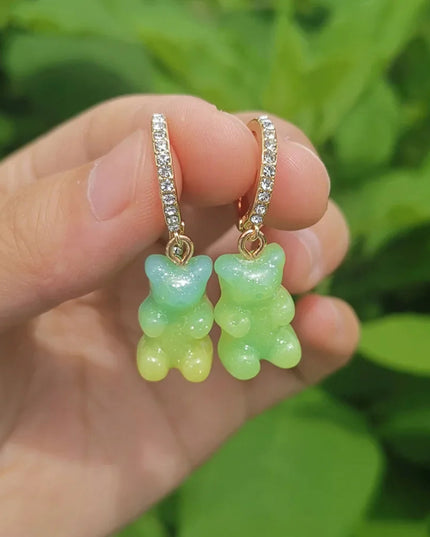Cute Acrylic Candy Gummy Bear Dangle Earrings for Women Rainbow Bear CZ Hoop Earrings 2022 Korean Fashion Sweet Girl Jewelry