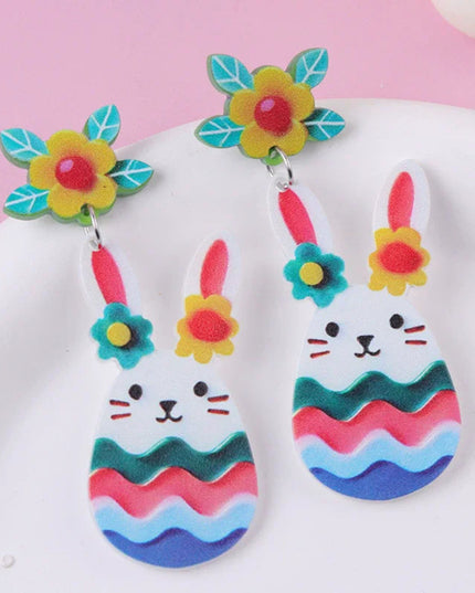 New Easter Earrings Cartoon Easter Bunny Creative Fashion Chick Acrylic Earstuds Eardrops Easter Decoration Gift