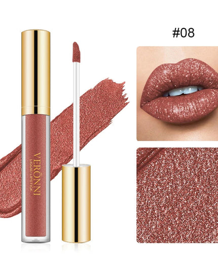 15 Color Glitter Liquid Lipsticks Shimmer Shiny Lipgloss Pearlescent Lip Tint Waterproof Long Lasting Matte Diamond Lips Glaze