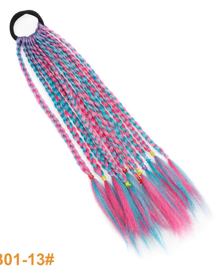 Colorful Braid Synthetic Hair Ponytail Rope Tie Girls Princess Color Tail Wig Children's Styling Baby Accessories