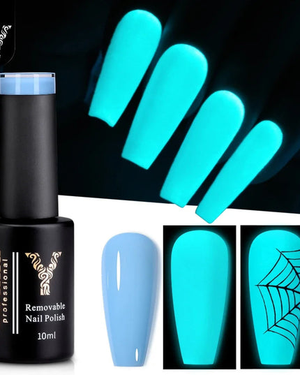 YOKEFELLOW Glow in the Dark Gel Nail Polish 10ML Orange Fluorescent Neon Luminous Gel Polish Nail Art for Halloween Women Girls