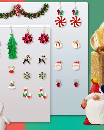 23 Pairs Christmas Earrings for Women Xmas Holiday Dangle Earrings Christmas Stud Tree Snowflake Bow Bells Light Earrings Bulk