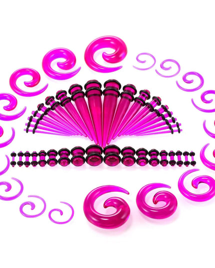 36pcs-54pcs 14G-00G Acrylic Ear Plugs and Tunnels Ear Gauges Stretching Kits Ear Dilations Piercing Body Jewelry