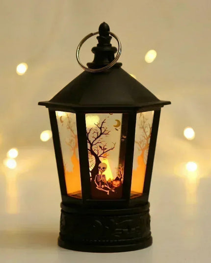 Mystical Halloween LED Lanterns Witch Castle Ghost Pumpkin Decor with Dangling Candle Lights Perfect Gift