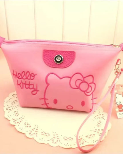 Sanrio Hello Kitty Makeup Bag Pen Bag Girl Storage Bag Cartoon Kawaii Large Capacity Waterproof PU Handbag Gift