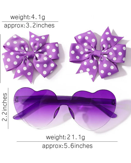 3Pcs/Pack Solid Dot Hair Bows Clip Girls Boutique Bowknot Hair Clips Kids Colorful Heart Sun Glasses Children Hair Accessories