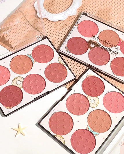 Six-color blush plate girl's heart waterproof matte pearl multi-color nude makeup natural grooming students