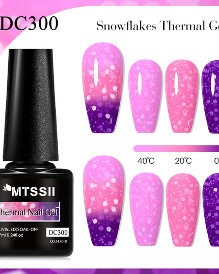 7ml Snowflake Gel Nail Polish UV LED Semi Permanent Milky White Pink Glitter Snow Sequins Gel Nails Art Design Varnish Manicure