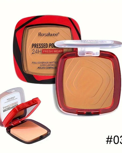 Matte Full Coverage Pressed Powder Foundation With Puff Applicator, 24H Fresh Wear Matte Weightless Finishing Powder Makeup