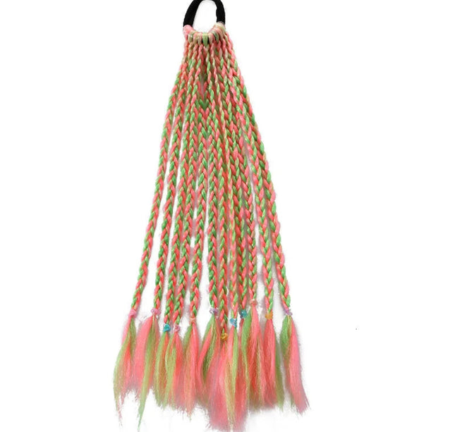 1 PCS New Girls Dirty Braids Colorful Twist Tie Wigs Ponytail Kids Hair Accessories Headbands Rubber Bands Princess Headwear