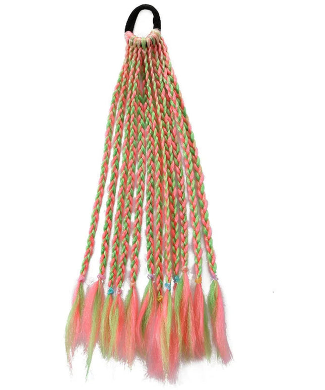 1 PCS New Girls Dirty Braids Colorful Twist Tie Wigs Ponytail Kids Hair Accessories Headbands Rubber Bands Princess Headwear