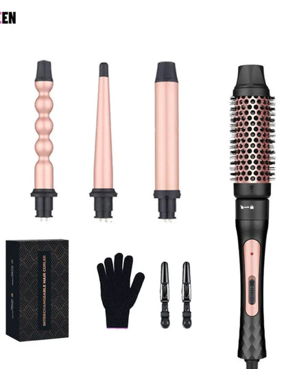 4 in 1 Curling Iron Equipped With Electric Hair Brushes Hot Air Comb Fast Heating Up Crimper Wand Curler Salon Curly Hair Iron
