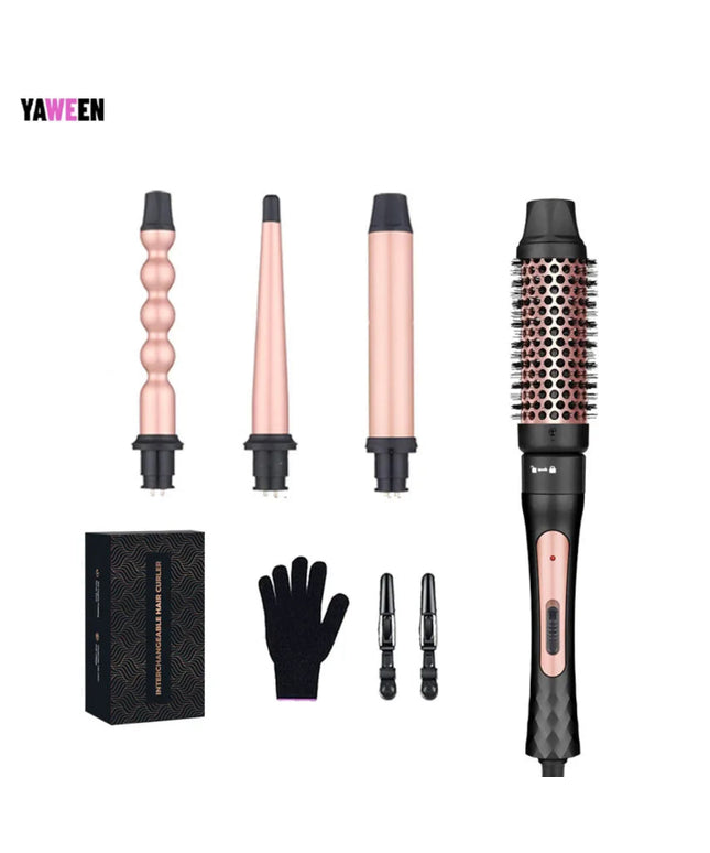 4 in 1 Curling Iron Equipped With Electric Hair Brushes Hot Air Comb Fast Heating Up Crimper Wand Curler Salon Curly Hair Iron