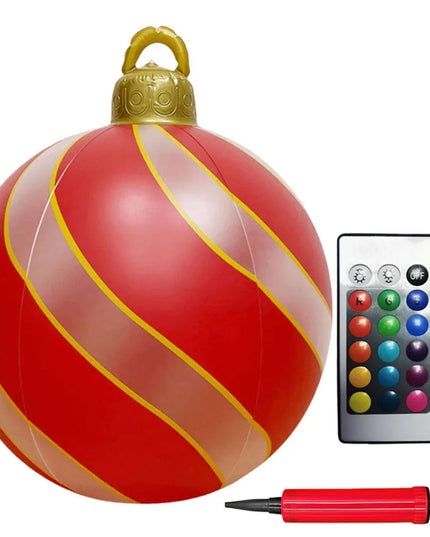 24 Inch Inflatable Christmas Balls New Years Christmas Ornaments with Lights PVC Giant Inflatable Christmas Balls Holiday Decor