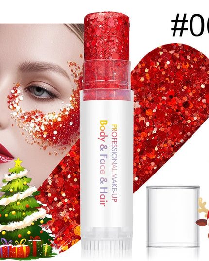 Body and facial glitter with long-lasting shine, suitable for holiday and Christmas party makeup