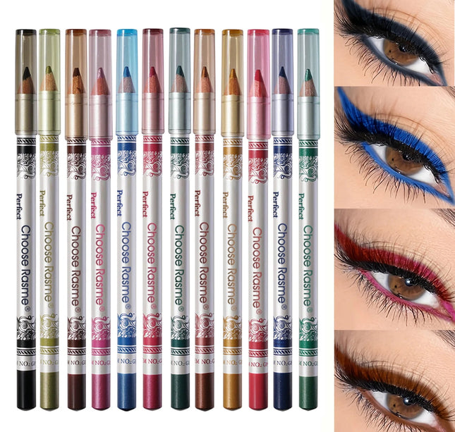 12-piece highly pigmented shiny and matte eyeliner set | No clumping, non-irritating | Suitable for parties and everyday makeup