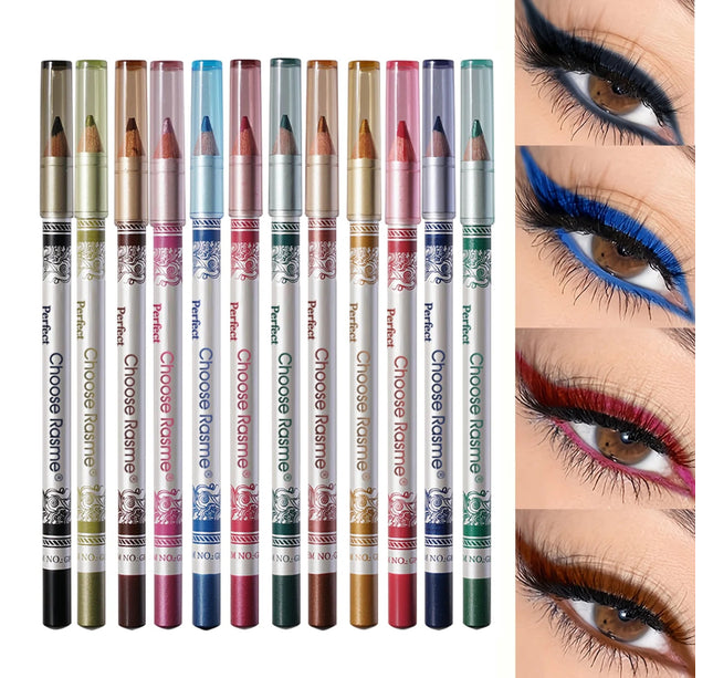 12-piece highly pigmented shiny and matte eyeliner set | No clumping, non-irritating | Suitable for parties and everyday makeup