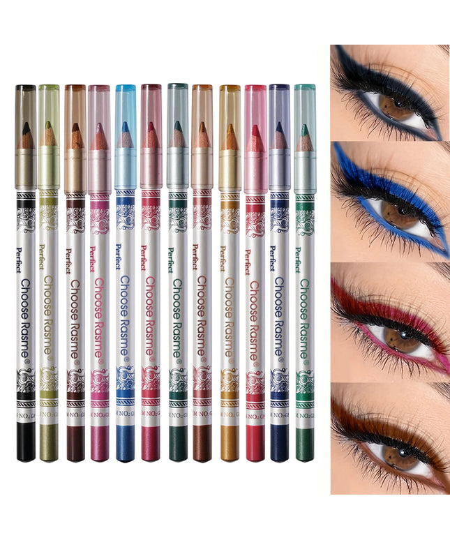 12-piece highly pigmented shiny and matte eyeliner set | No clumping, non-irritating | Suitable for parties and everyday makeup