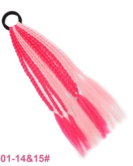 Colorful Braid Synthetic Hair Ponytail Rope Tie Girls Princess Color Tail Wig Children's Styling Baby Accessories