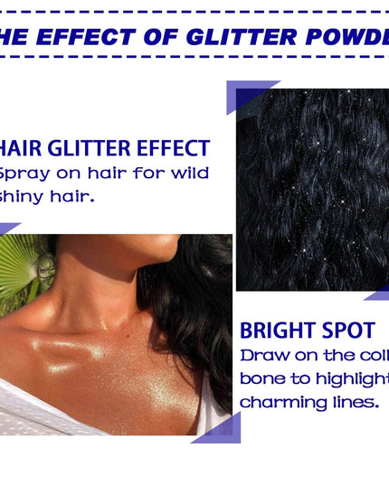 Shiny Glitter Spray Radiant Silver Glitter Spray for Hair &Body Instant Holographic Highlight Sparkling Shimmer Makeup for Party